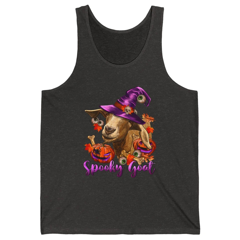 Funny Goat Witch Pumpkin Fall Leaves Halloween Goat Mom Unisex Jersey Tank