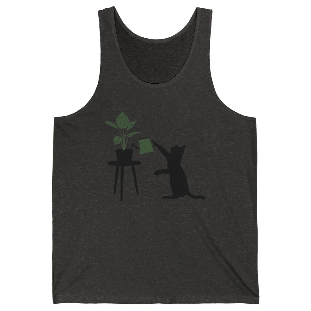 Black Cat Watering Plant Cat Gardening Planting Cat Lovers Unisex Jersey Tank