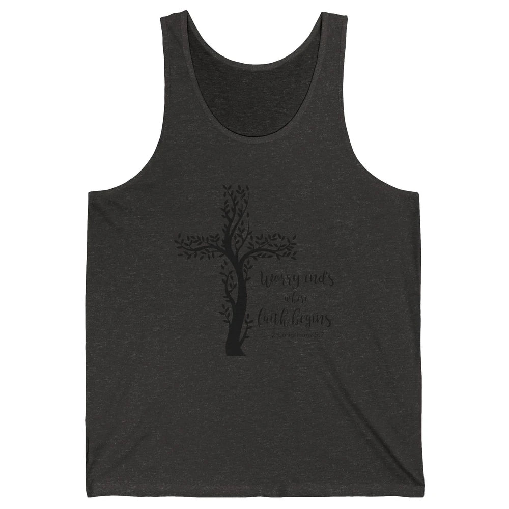 Worry Ends Where Faith Begin Christian Religious Bible Verse Unisex Jersey Tank