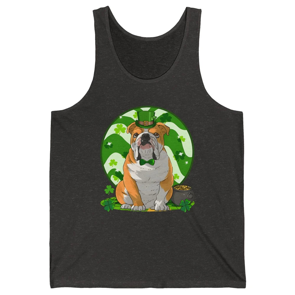 St Patrick's Day English Bulldog Lucky Charm Shamrock Irish Unisex Jersey Tank