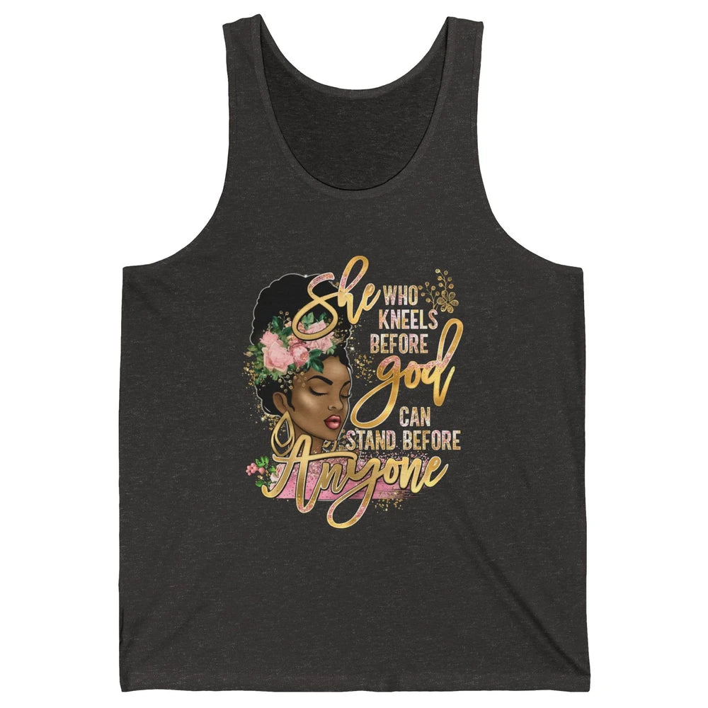 Black Girl She Who Kneels Before God Christian Afro Women Unisex Jersey Tank