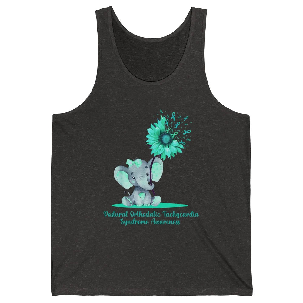 Sunflower Baby Elephant POTS Awareness Turquoise Ribbon Unisex Jersey Tank