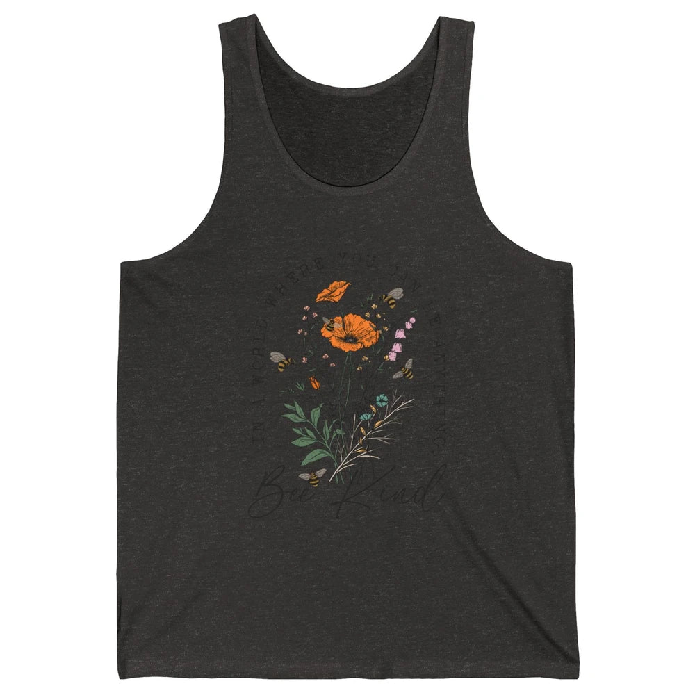 Vintage Bee Kind Daisy Minimalist Positive Mind Wildflower Unisex Jersey Tank