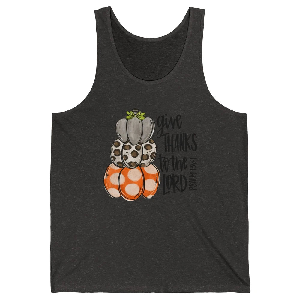 Retro Pumpkin Give Thanks To The Lord Christian Thanksgiving Unisex Jersey Tank