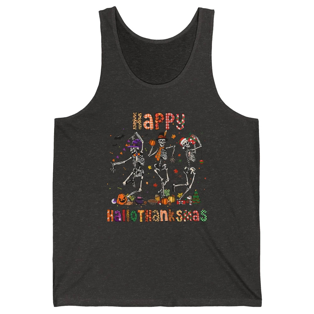 Funny Dancing Skeleton Happy Hallo-thank-mas Fall Pumpkin Unisex Jersey Tank