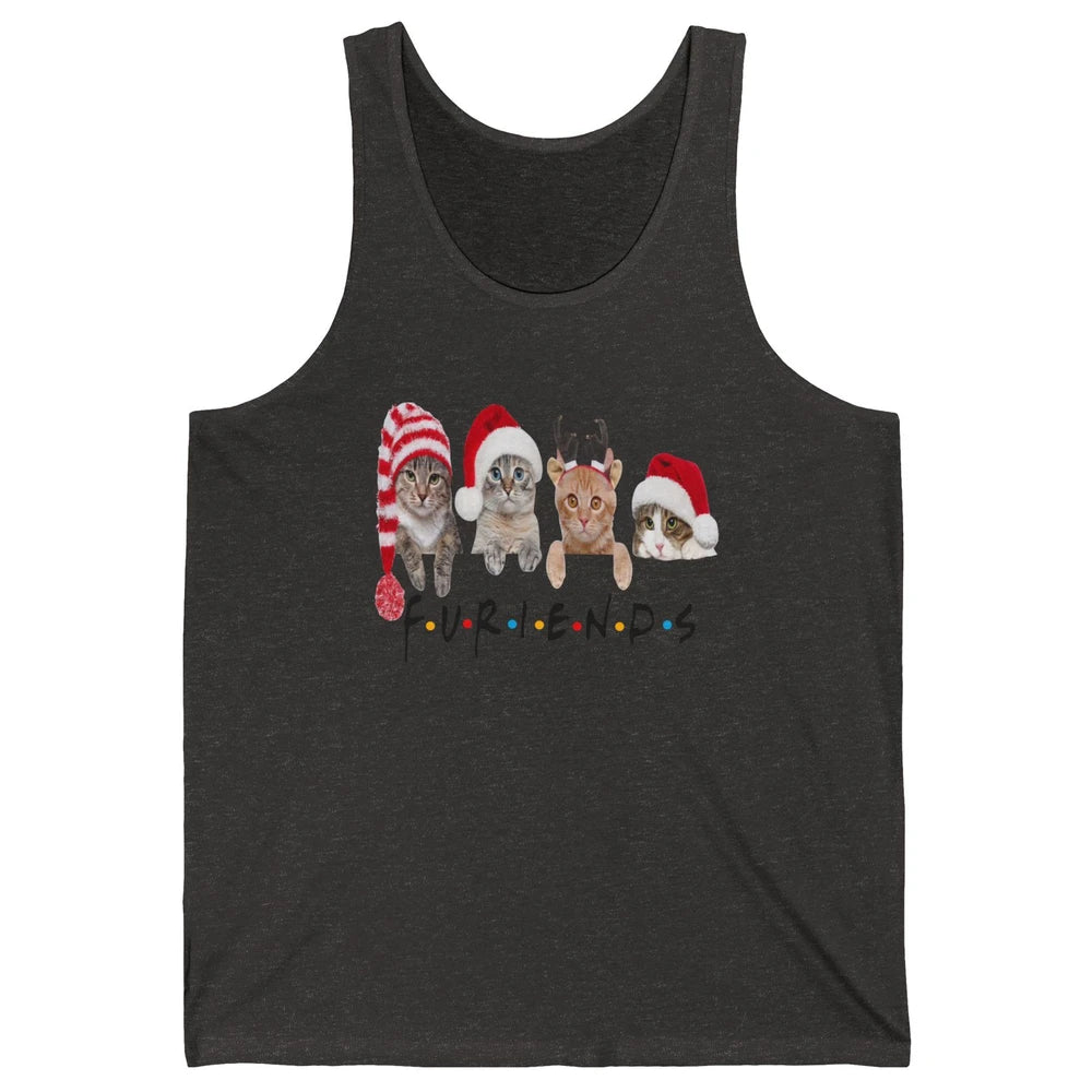 Funny Cat Furiends Merry Christmas Hat Santa Cat Lovers Gift Unisex Jersey Tank