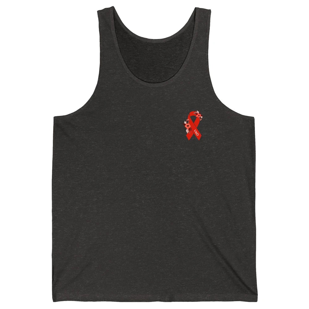 Von Willebrand Disease Awareness VWD Floral Red Ribbon Unisex Jersey Tank