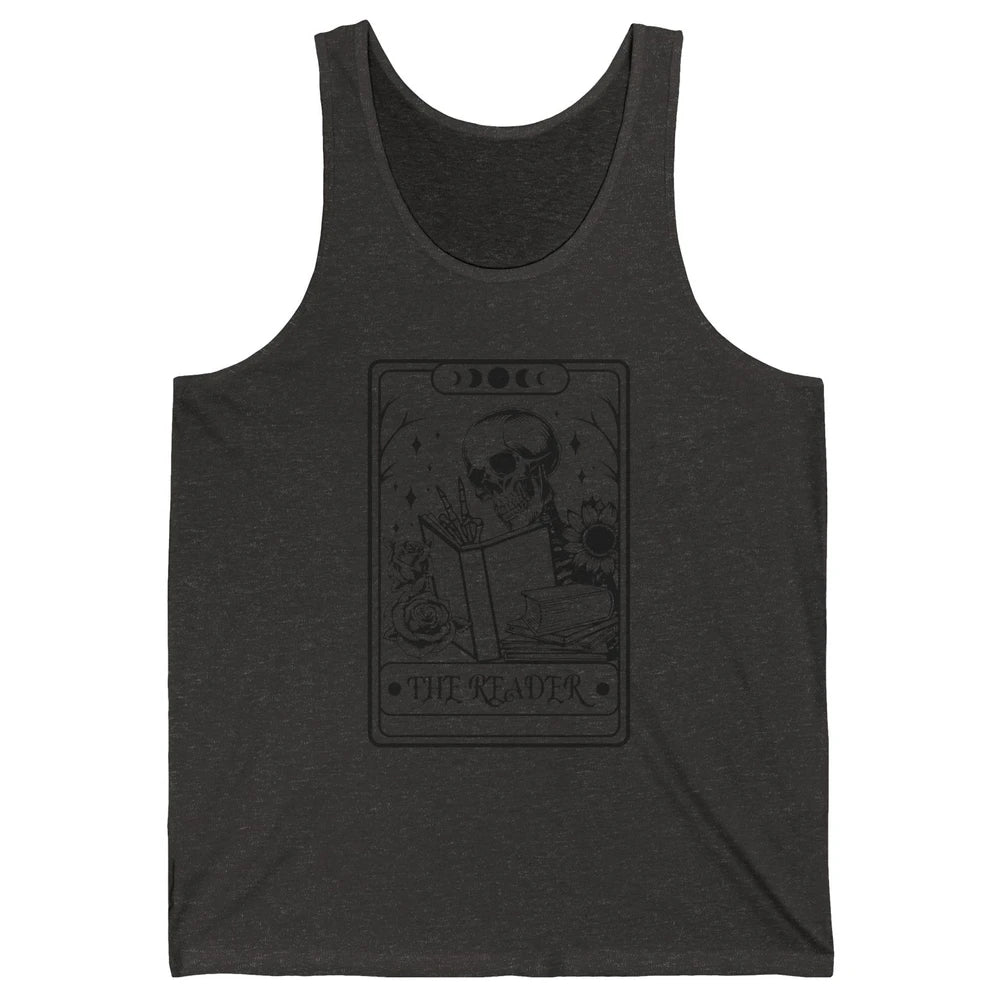 Retro Skeleton The Reader Tarot Card Halloween Romance Book Unisex Jersey Tank