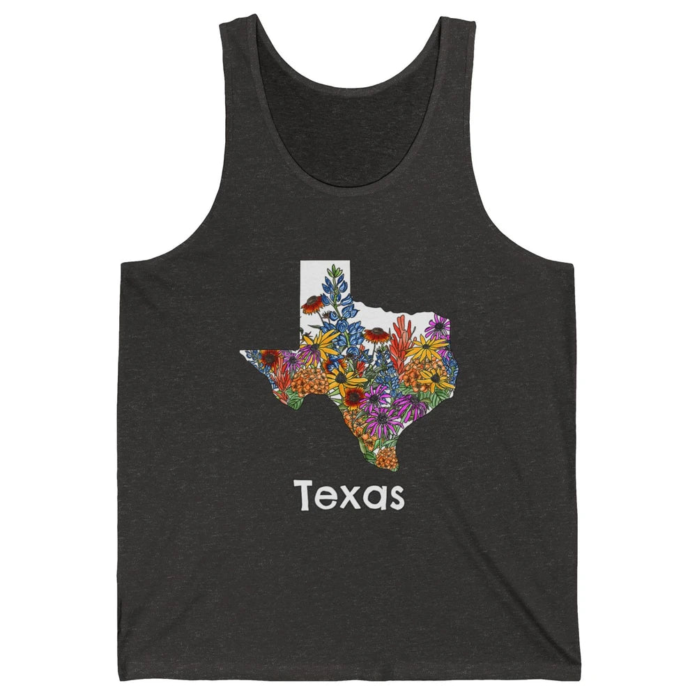 Texas Map Pride Wildflower Western Country Bluebonnet Flower Unisex Jersey Tank