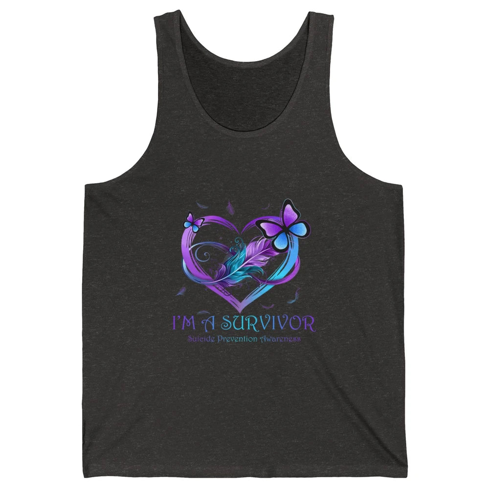 Survivor Purple Teal Heart Love Suicide Prevention Awareness Unisex Jersey Tank