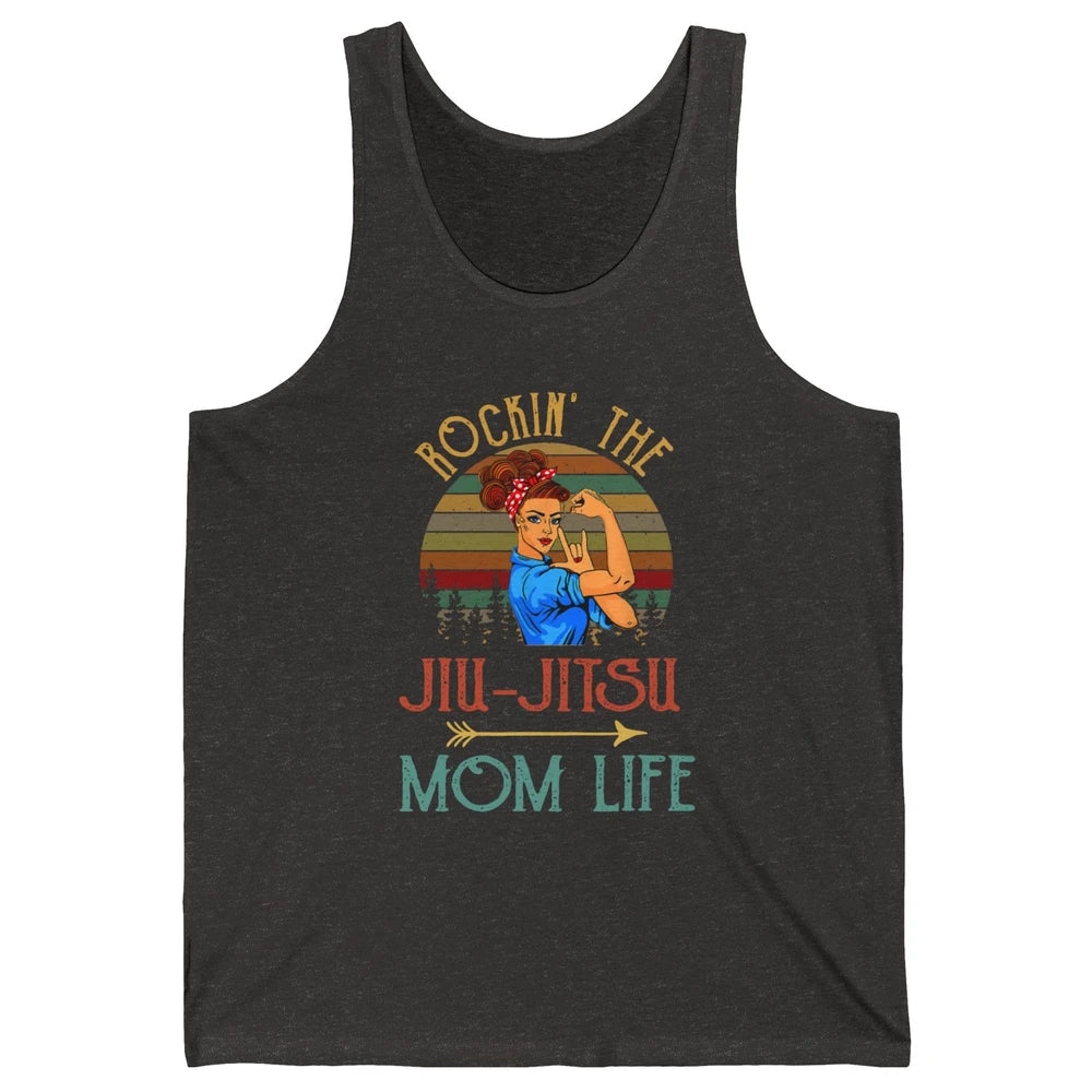 Vintage Messy Bun Jiu Jitsu Mom Life Taekwondo Martial Art Unisex Jersey Tank