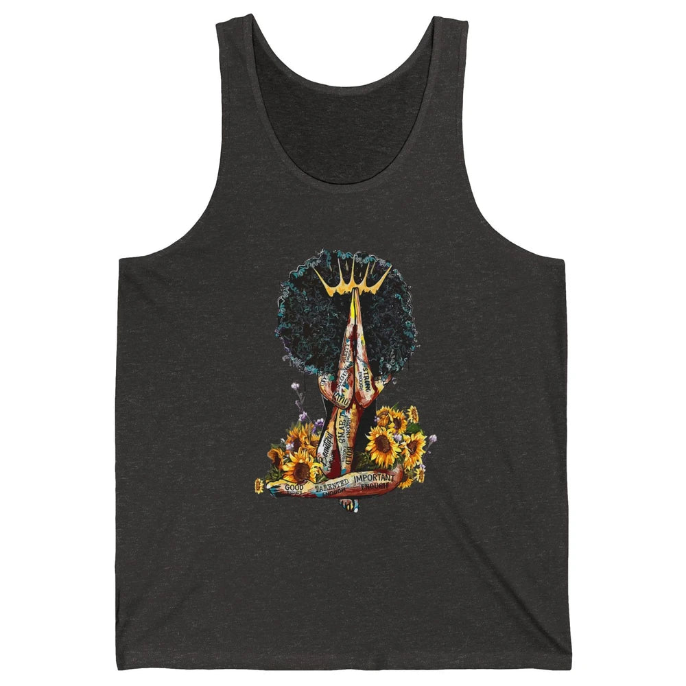 Black Woman Girl Praying African American Lady Black Pride Unisex Jersey Tank