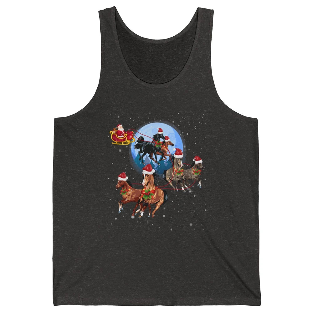 Merry Christmas Horse Drawn Sleigh Riding Santa Claus Xmas Unisex Jersey Tank