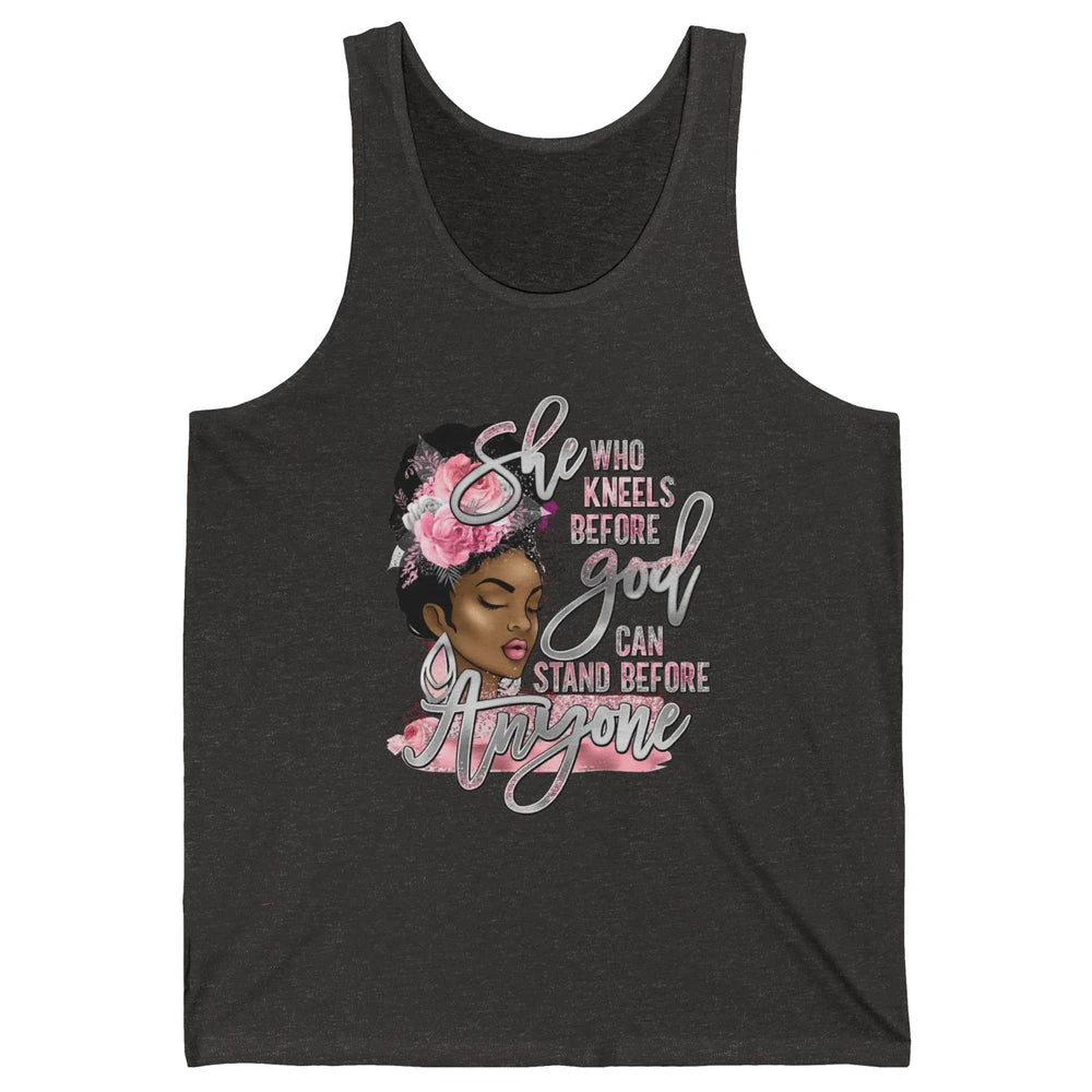 Black Girl She Who Kneels Before God Christian Afro Women Unisex Jersey Tank