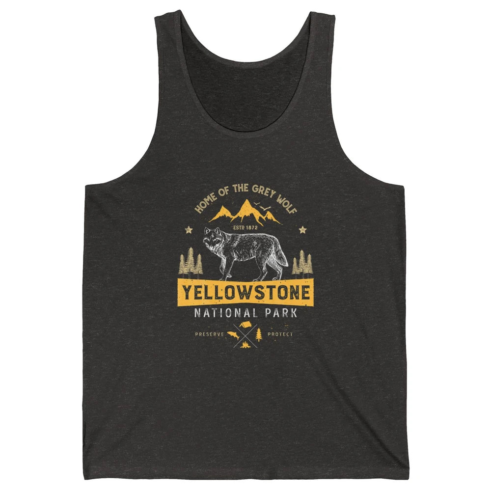 Yellowstone National Park Home Grey Wolf Vintage Wild Nature Unisex Jersey Tank