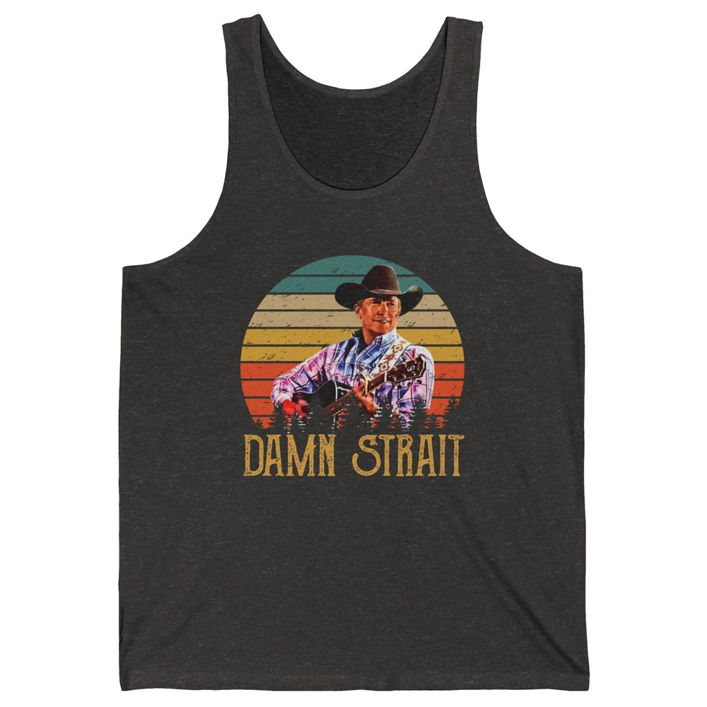 Vintage Cowboy Guitar Country Music Damn Strait Western Unisex Jersey Tank