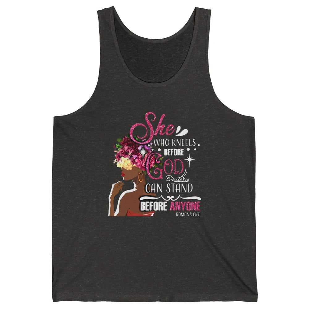 Black Girl She Who Kneels Before God Christian Afro Women Unisex Jersey Tank