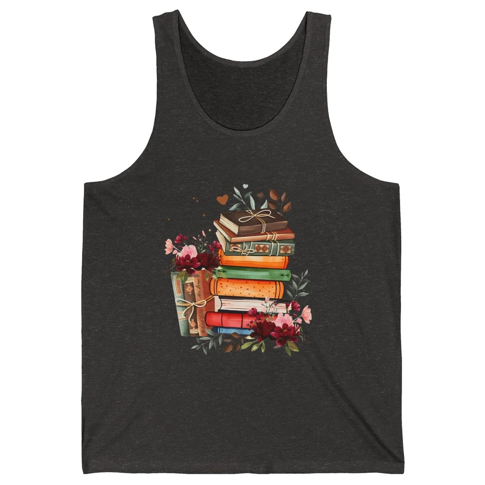 Books Floral Librarian Book Wildflower Bookworm Book Lovers Unisex Jersey Tank