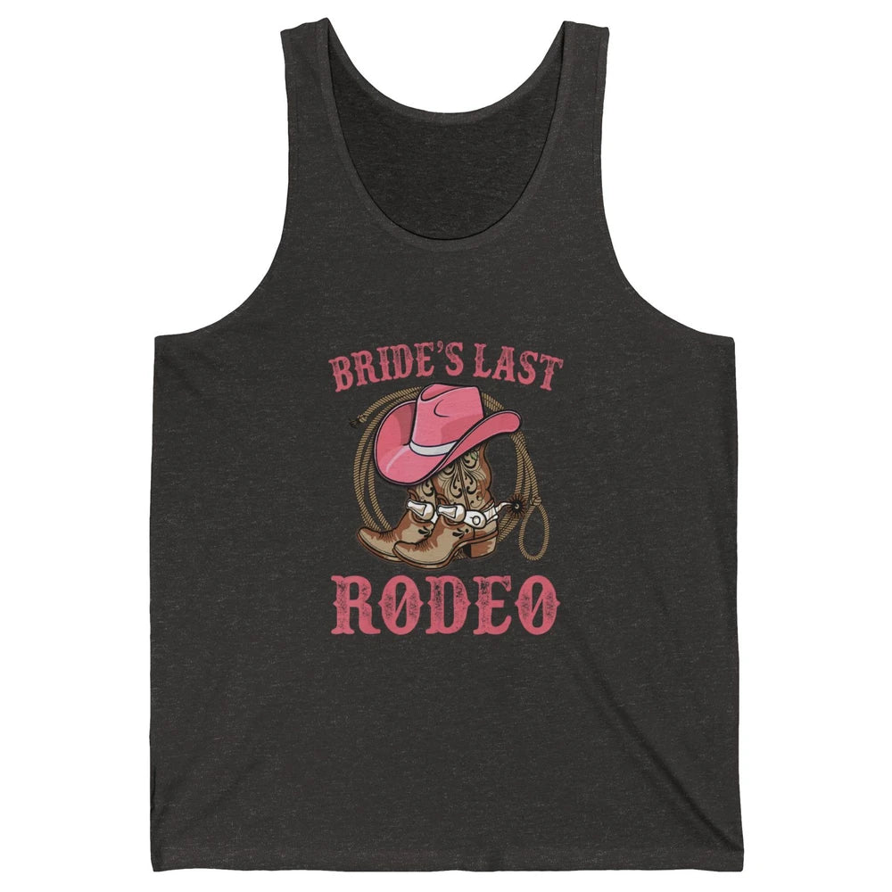 Bride's Last Rodeo Cowgirl Hat Bachelorette Party Wedding Unisex Jersey Tank