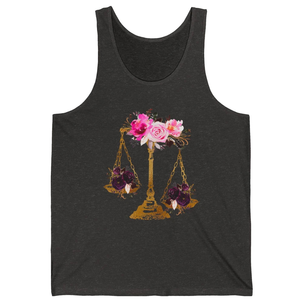 Wildflowers Lawyer Office Scales Roses Justice Law School Unisex Jersey Tank