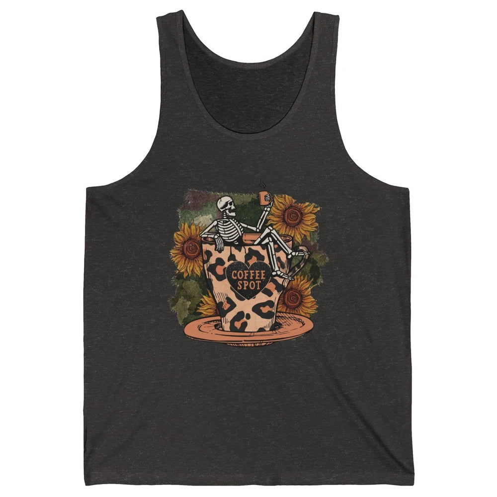 Sunflower Skeleton Dead Inside But Caffeinated Coffee Lovers Unisex Jersey Tank