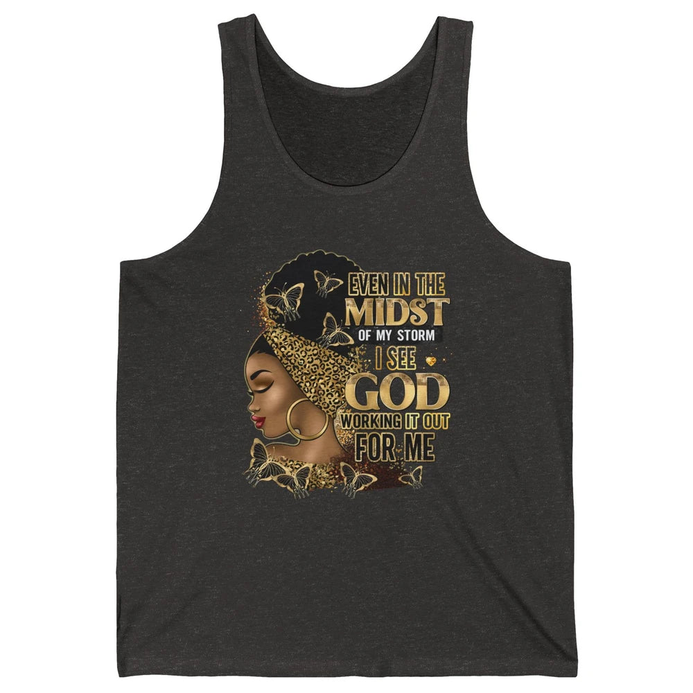 Black Girl In The Midst Of Storm Afro Woman Christian Belief Unisex Jersey Tank