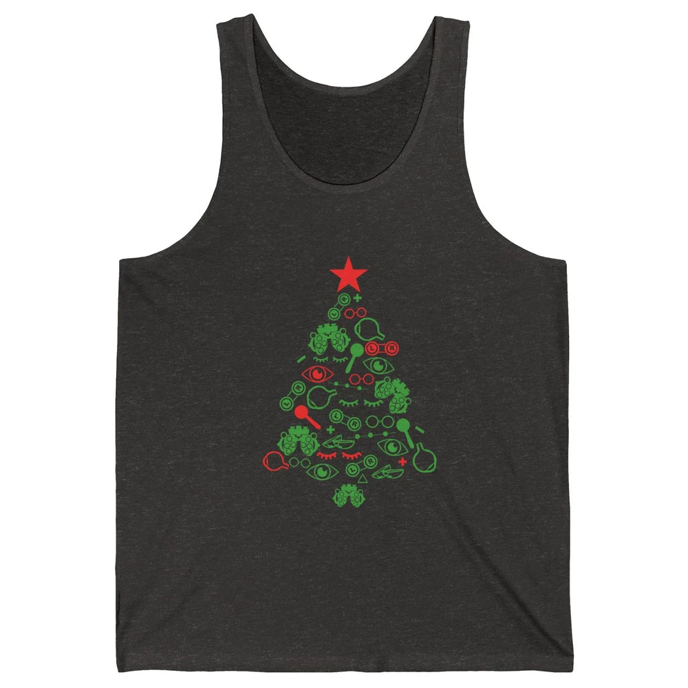 Funny Optometrist Symbols Christmas Tree Optician Optometry Unisex Jersey Tank