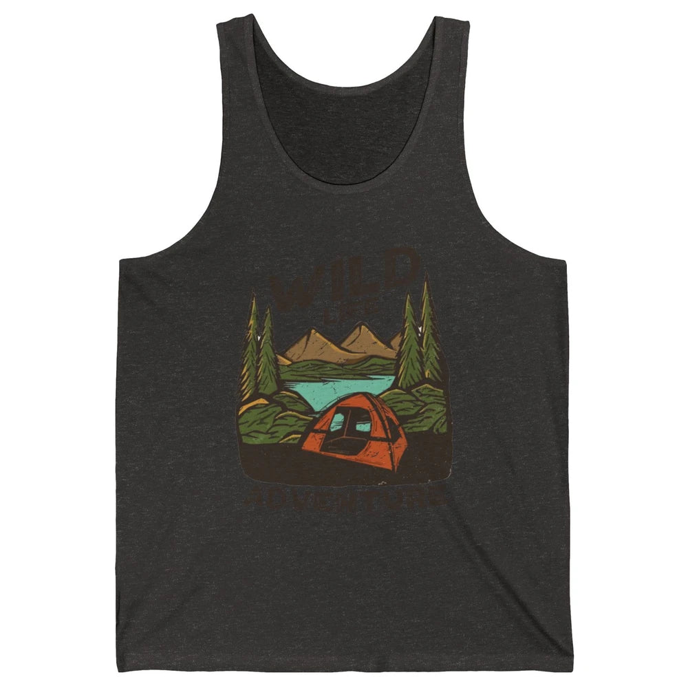 Wild Life Adventure Camping Mountain Wilderness Campfire Unisex Jersey Tank