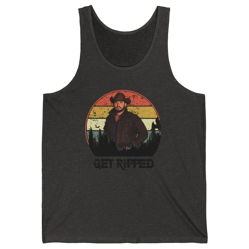 Vintage Cowboy Get Ripped Western Country Music Rodeo Dad Unisex Jersey Tank