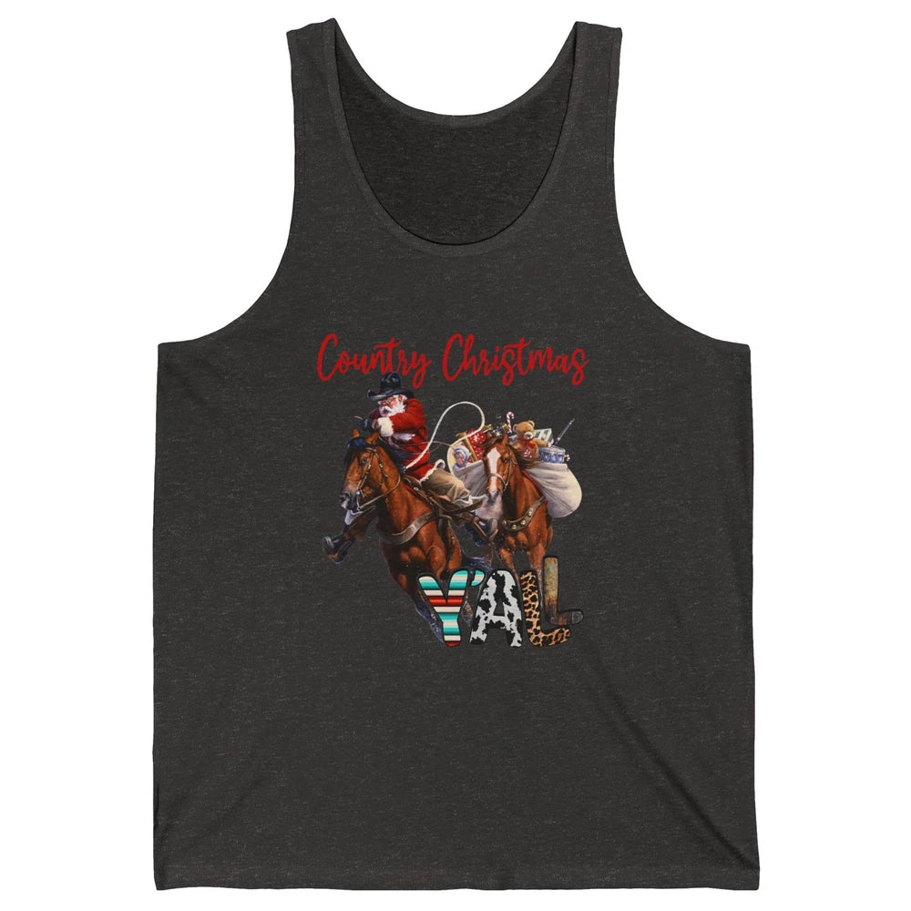 Santa Claus Country Christmas Y'all Western Country Cowboy Unisex Jersey Tank