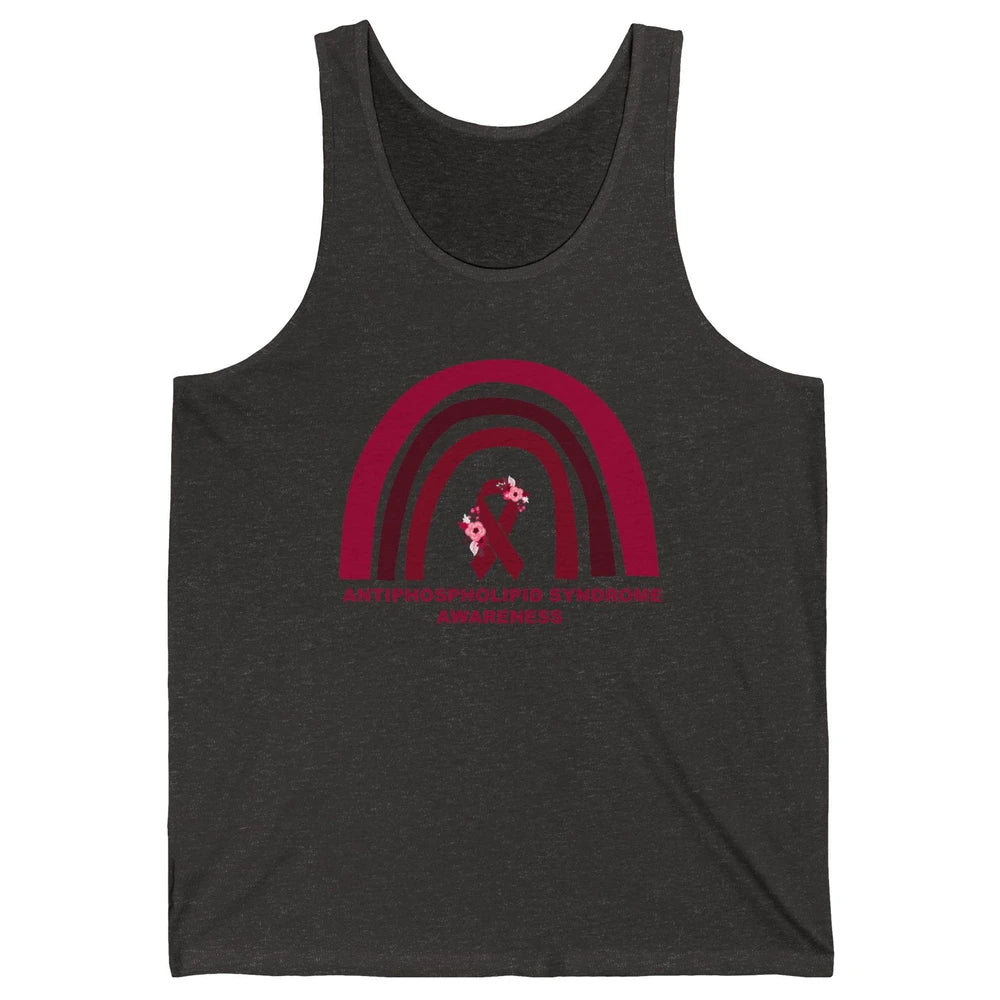 Antiphospholipid Syndrome Awareness APS Burgundy Rainbow Unisex Jersey Tank