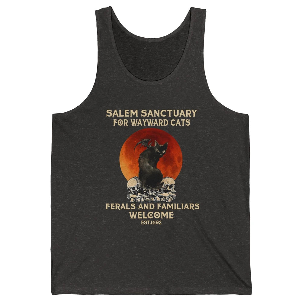 Witch Cat Salem Sanctuary Witch City Halloween Gothic Cat Unisex Jersey Tank