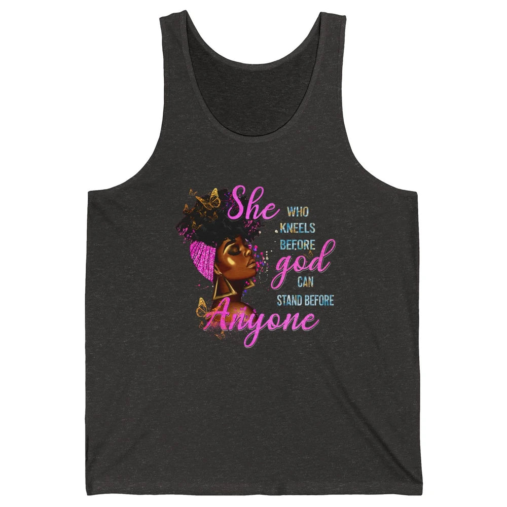 Black Girl She Who Kneels Before God Christian Afro Women Unisex Jersey Tank