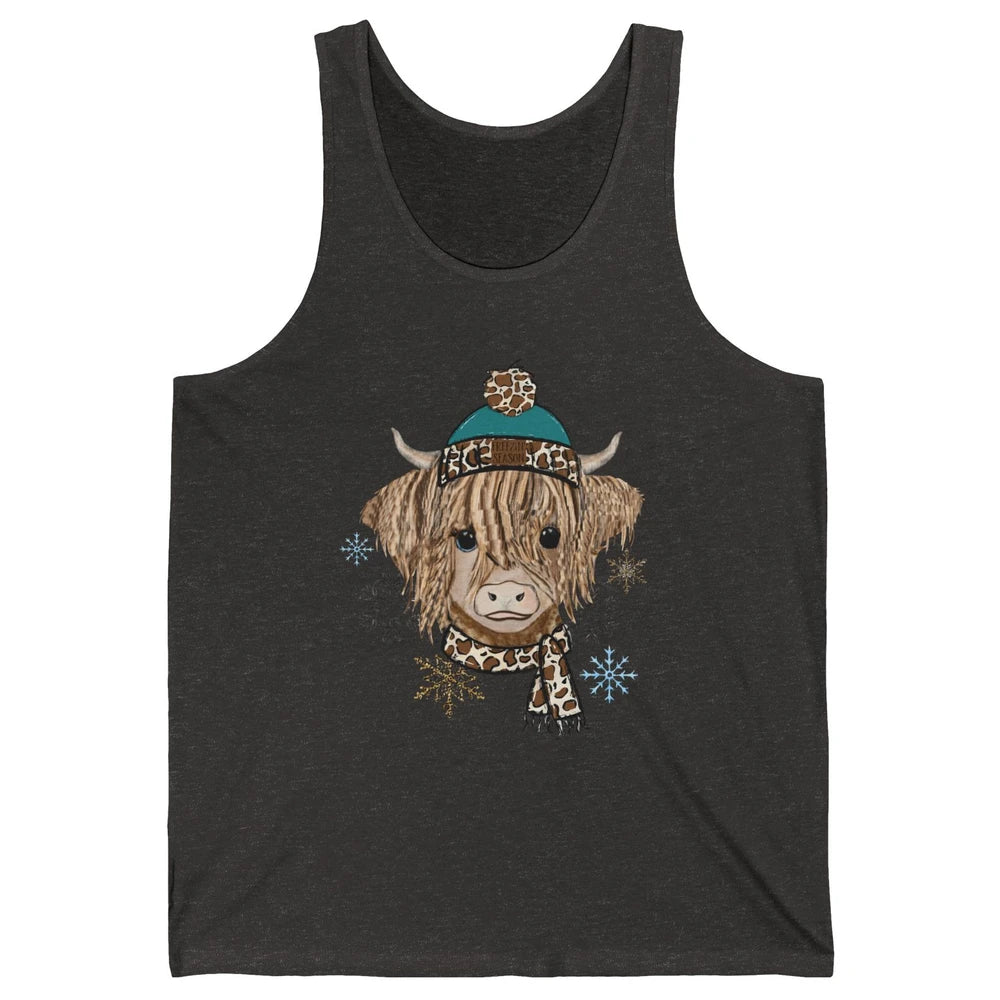 Baby Highland Cow I'm Freaking Freezing Christmas Winter Unisex Jersey Tank