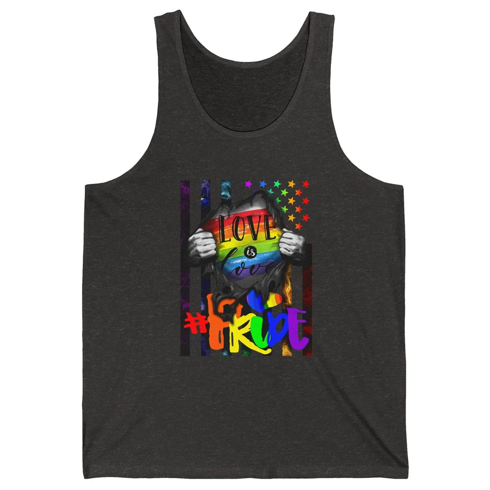 American Flag Love Is Love LGBT Gay Pride Month Equality Unisex Jersey Tank