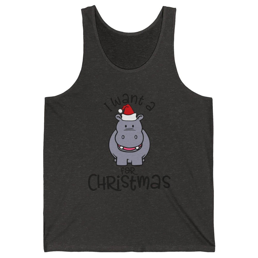 Funny I Want A Hippopotamus For Christmas Tree Hippo Santa Unisex Jersey Tank