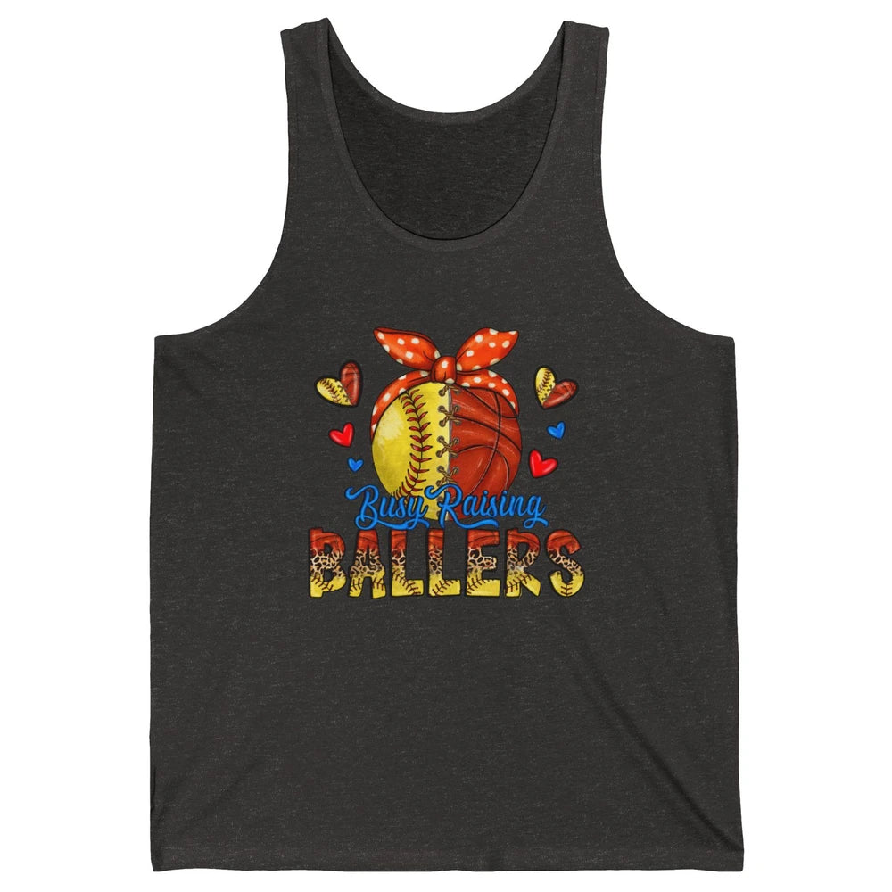 Busy Raising Ballers Softball And Basketball Mom Leopard Unisex Jersey Tank