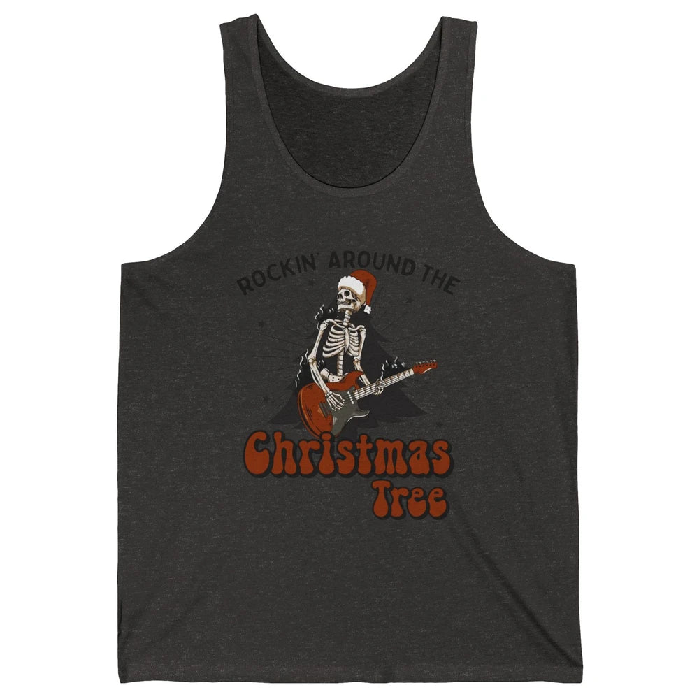 Skeleton Guitar Rocking Around Christmas Tree Western Xmas Unisex Jersey Tank