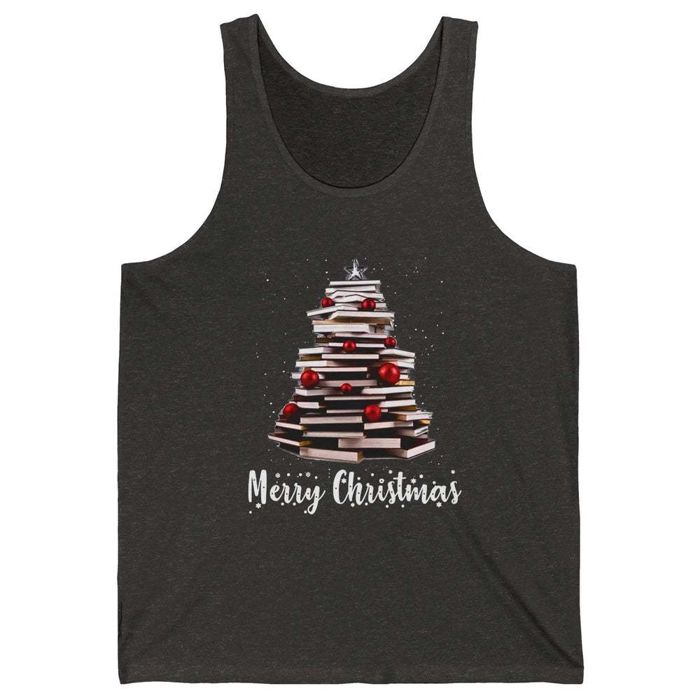 Funny Book Christmas Tree Book Reading Lovers Chritmas Gift Unisex Jersey Tank