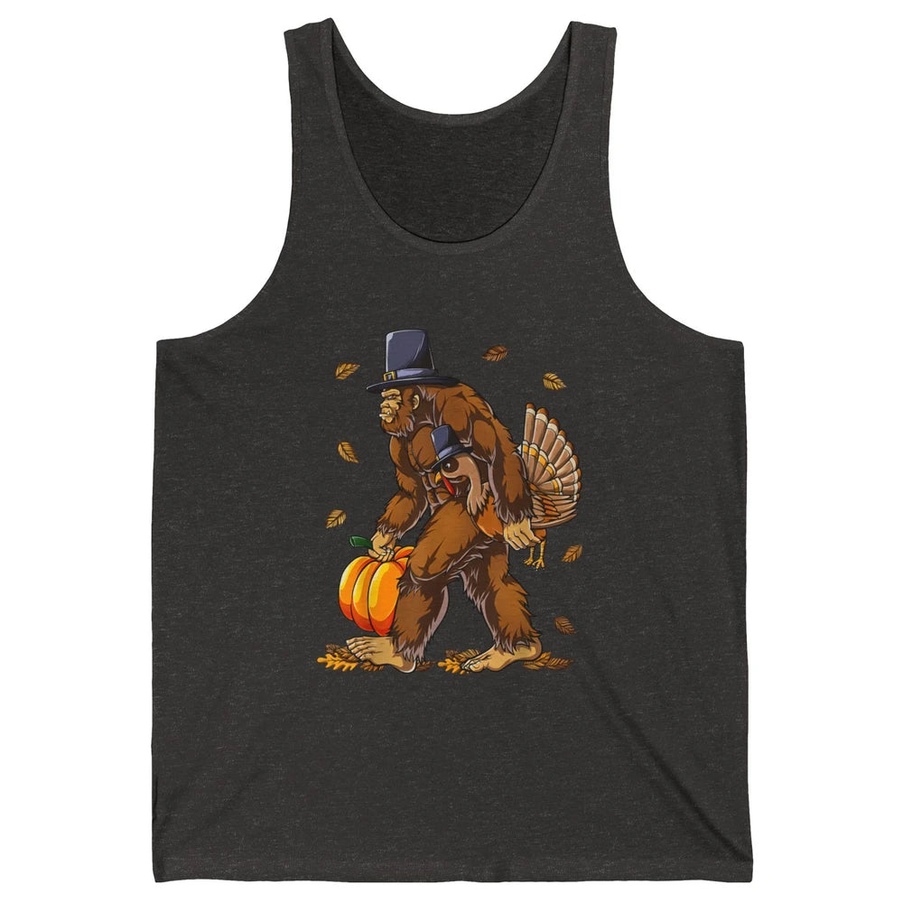 Bigfoot Pilgrim Hat Turkey Thanksgiving Funny Turkey Autumn Unisex Jersey Tank