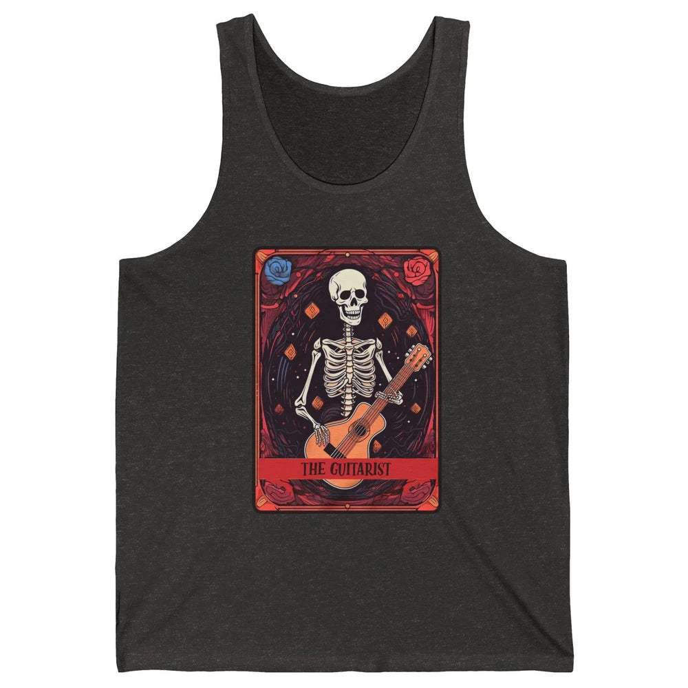 Retro Skeleton Musician The Guitarist Tarot Card Halloween Unisex Jersey Tank