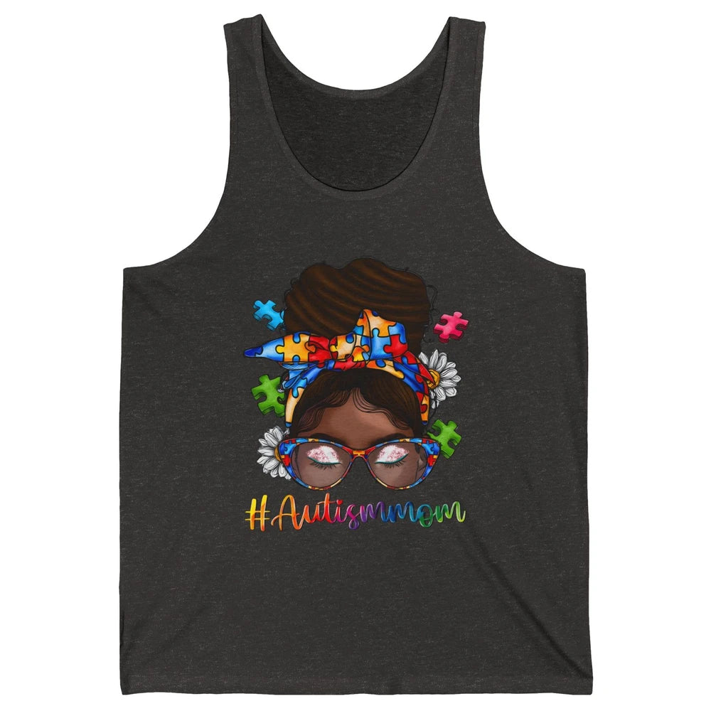 Autism Afro Mom Curly Hair American African Autism Awareness Unisex Jersey Tank