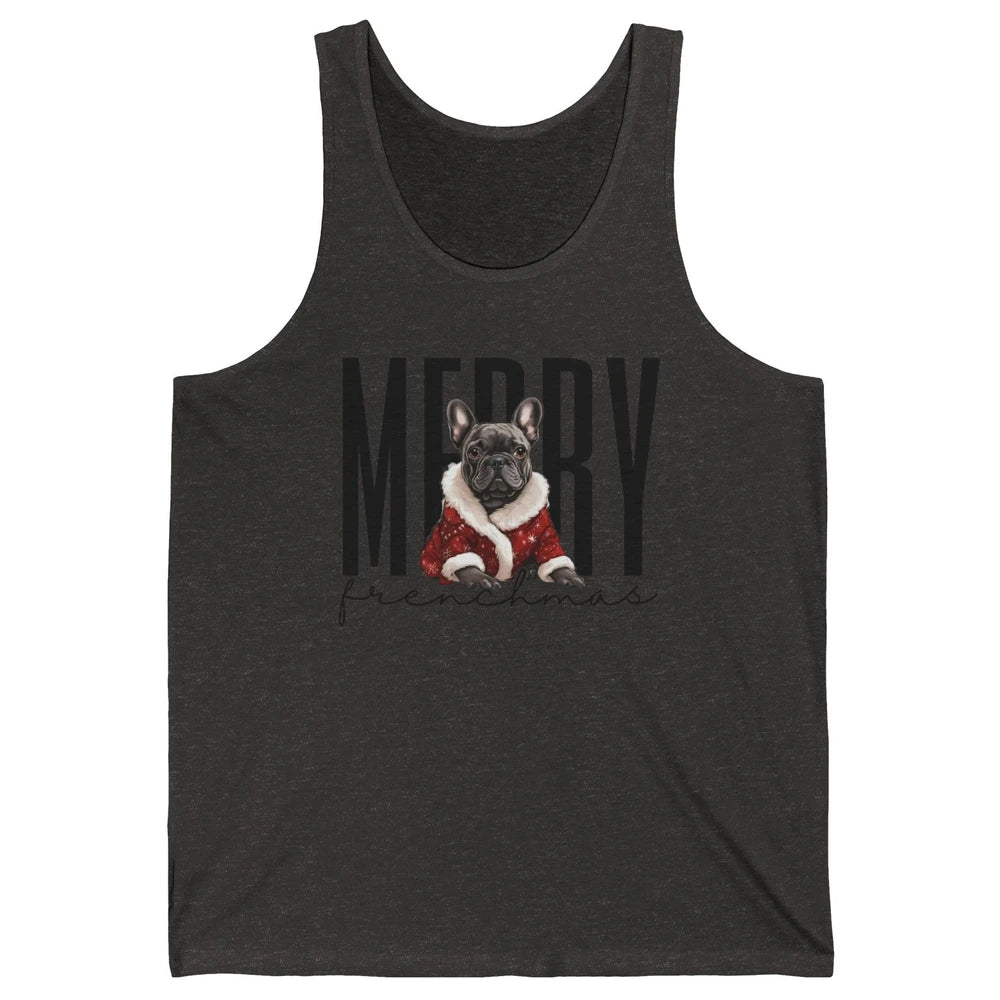 Funny French Bulldog Merry Frenchmas Christmas Dog Mom Unisex Jersey Tank