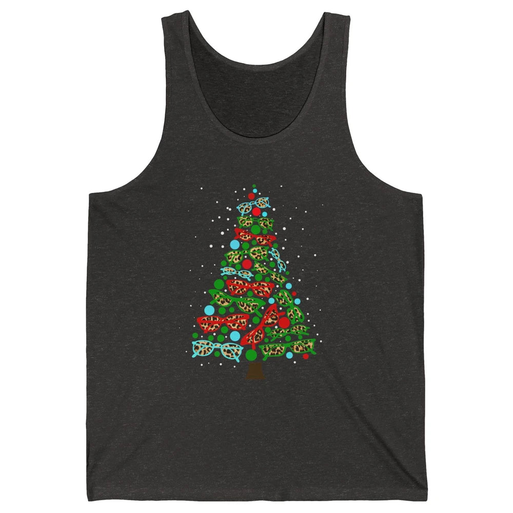 Funny Optometrist Sunglasses Christmas Tree Optician Leopard Unisex Jersey Tank