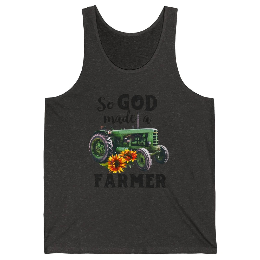 Vintage Retro Tractor God Made A Farmer Proud Farmer Farming Unisex Jersey Tank