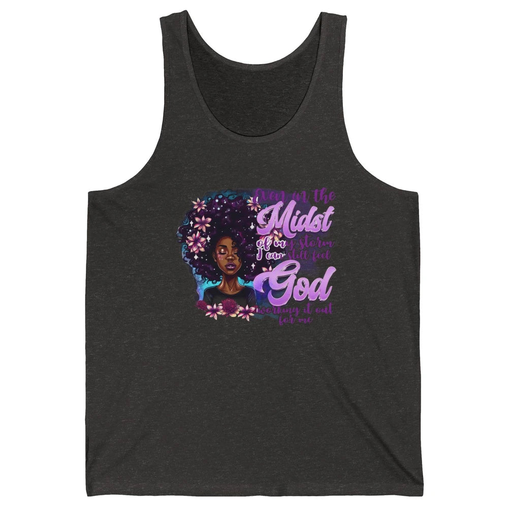 Black Girl In The Midst Of Storm I See God Christian Belief Unisex Jersey Tank