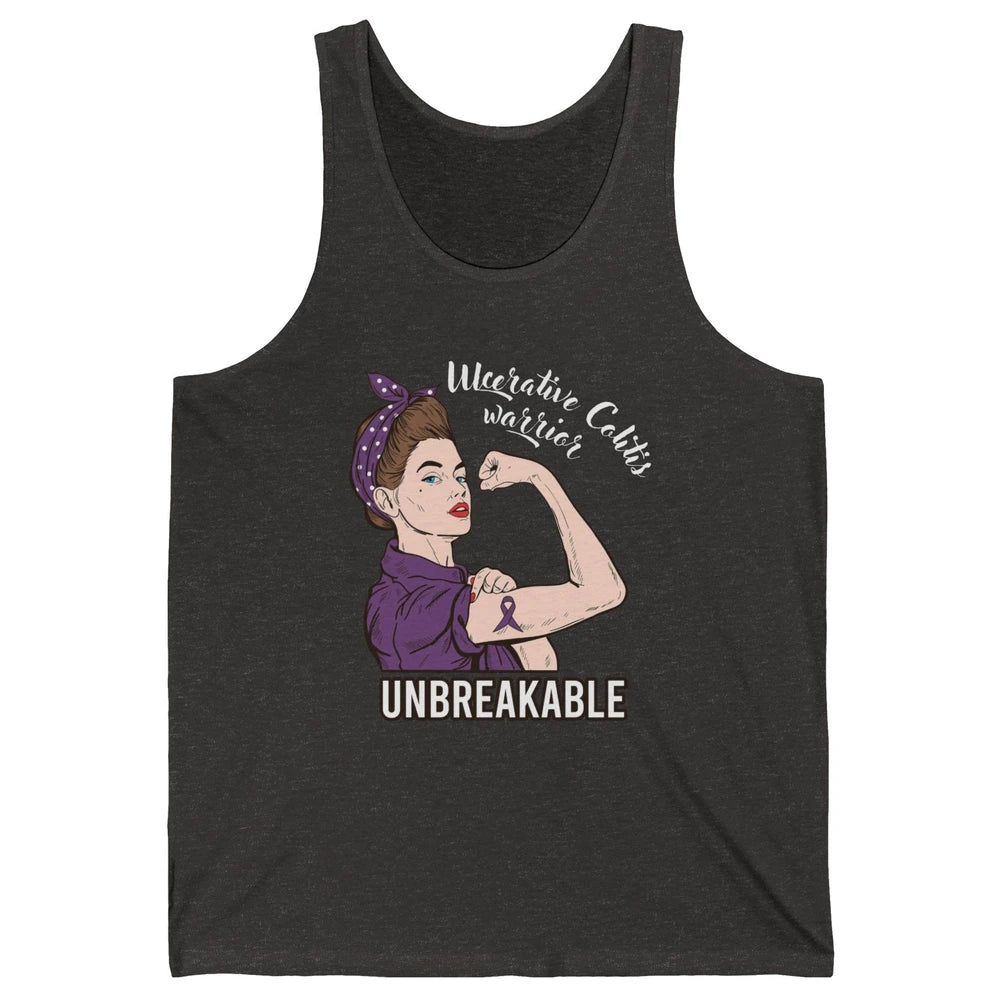 Ulcerative Colitis Warrior Unbreakable With Strong Woman Unisex Jersey Tank