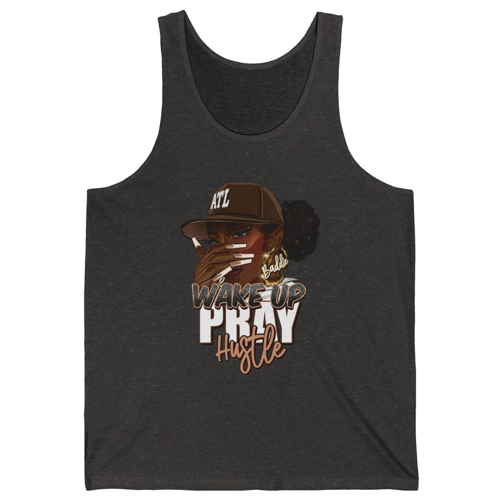 Afro Woman Wake Up Pray Hustle Inspirational Black Women Unisex Jersey Tank