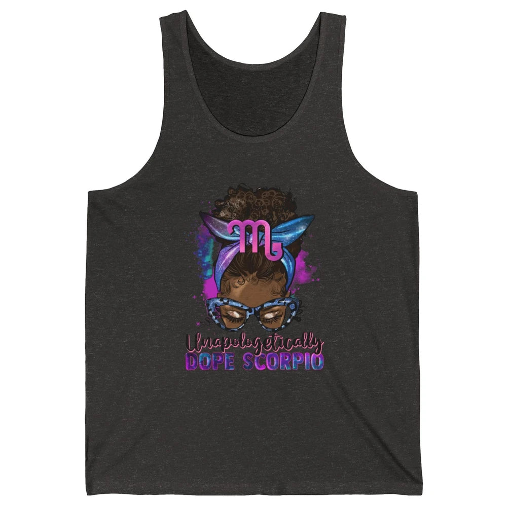 Afro Scorpio Queen Galaxy Horoscope Messy Hair Black Woman Unisex Jersey Tank