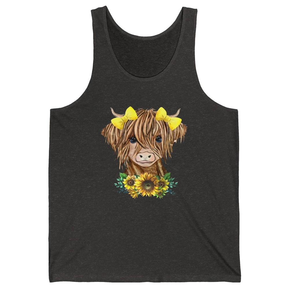 Baby Highland Cow Sunflower Western Country Heifer Cattles Unisex Jersey Tank